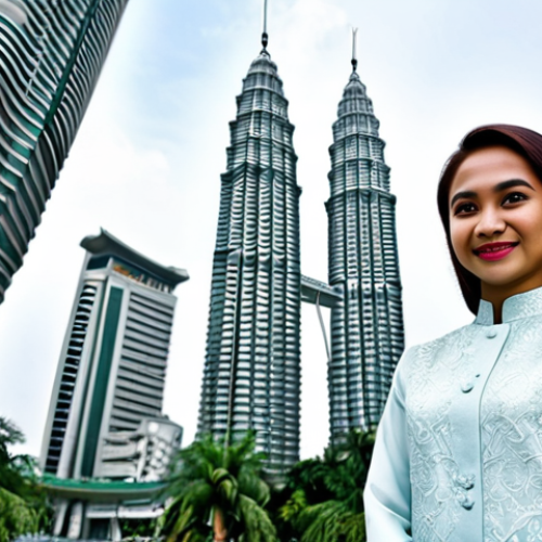 **

"A professional Malaysian woman in a modest baju kurung, standing in front of the Petronas Twin Towers in Kuala Lumpur, fully clothed, appropriate attire, safe for work, perfect anatomy, natural proportions, professional photography, high quality, family-friendly."

**